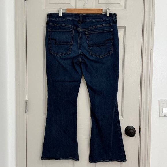 American Eagle Artist Flare Jeans Womens 18 Short Blue Stretch Boho Classic - Picture 2 of 15
